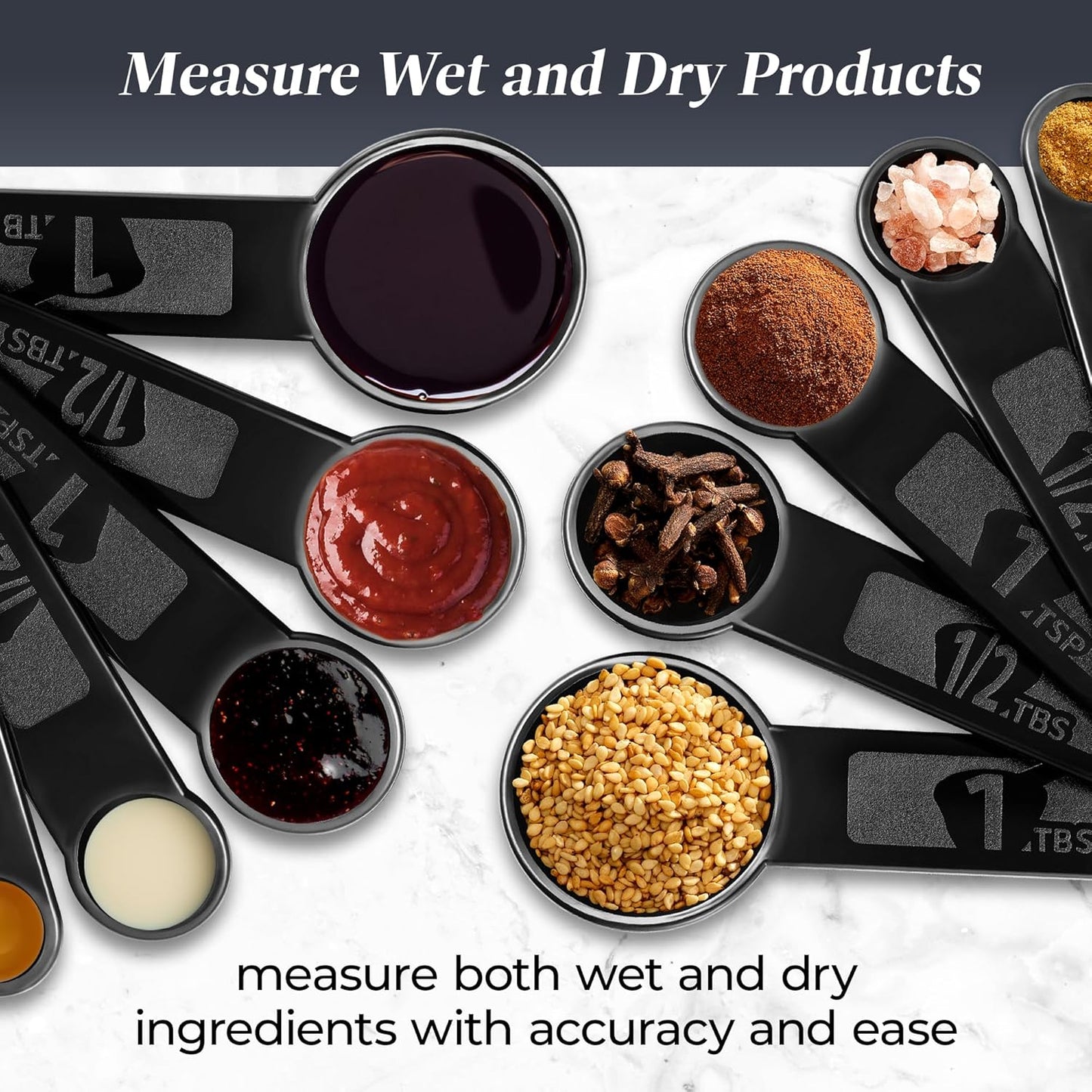 Premium Measuring Spoons Set - Magnetic, Dual-Sided, & Dishwasher Safe - Accurate and Durable for Cooking and Baking - 6 Convenient Sizes - U.S. and Metric Measurements