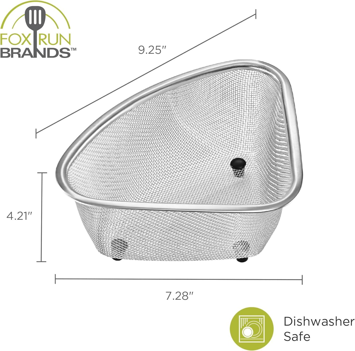 Fox Run Large Stainless Steel Colander, 5 Quart Pasta Strainer With Handles, 11” x 13.5” x 5”