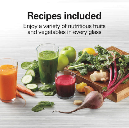 Hamilton Beach Juicer Machine, Big Mouth 3” Feed Chute for Whole Fruits and Vegetables, Easy to Clean, Centrifugal Extractor, Vegetable & Fruit Juicer, BPA Free, 800W Motor, Black