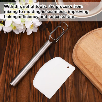 Danish Dough Whisk for Sourdough Starter, 30cm/12in Stainless Steel Dutch Bread Whisk & Dough Hook Mixer Tool Reaches Jar Bottom for Pizza Cooking Baking Dishwasher Safe