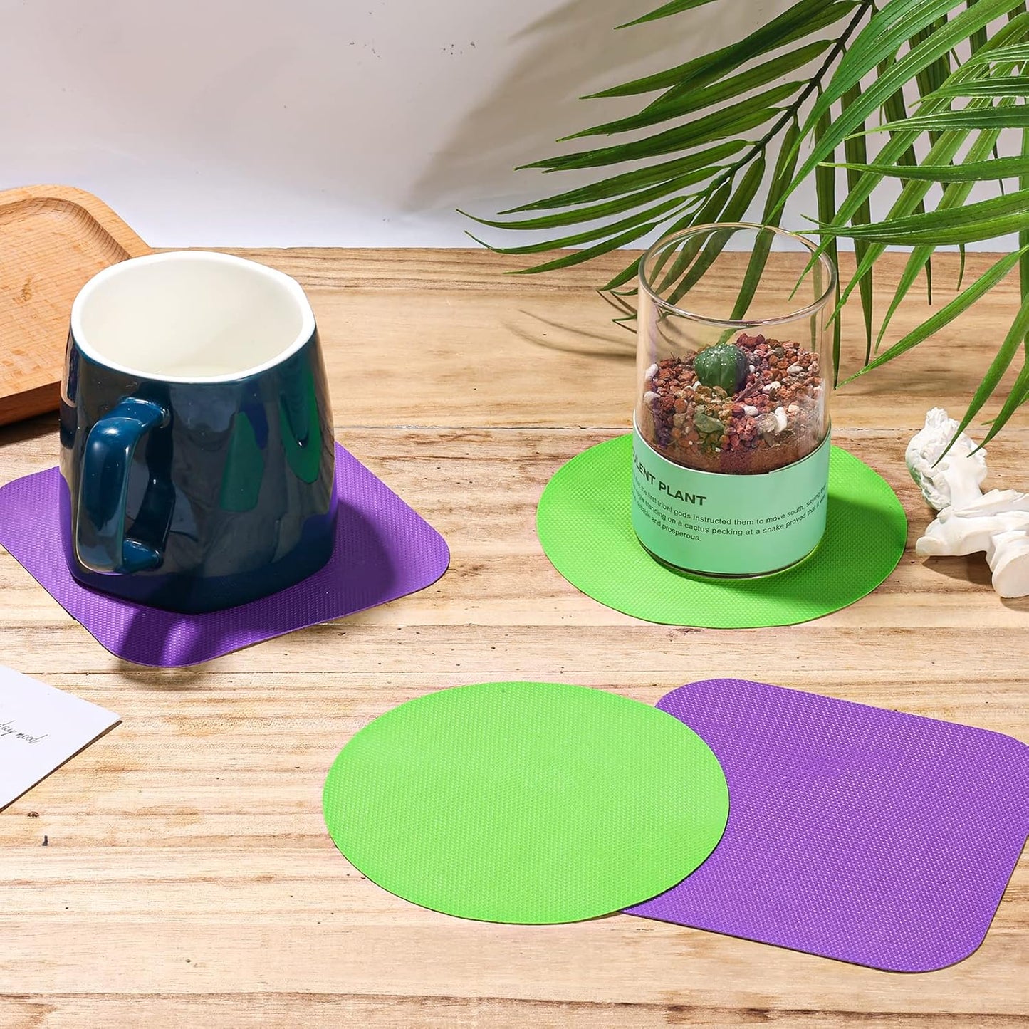 LUTER 4pcs Jar Opener, Rubber, Multi-function Silicone Bottle Opener for Seniors with Weak Hands Lid Cap Gripper Pads Kitchen Coasters Gadgets(Light Blue, Green)