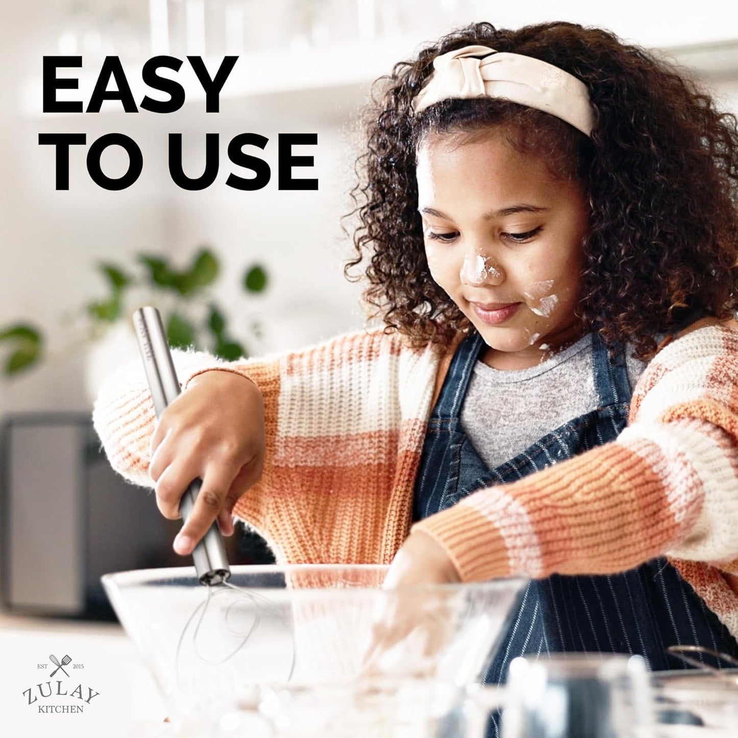 Zulay Kitchen 13-Inch Danish Dough Whisk - Stainless Steel Wooden Whisk with Dough Hook - Sourdough Whisk for Bread, Pizza, Pastry, Cake Batter & More - Wood