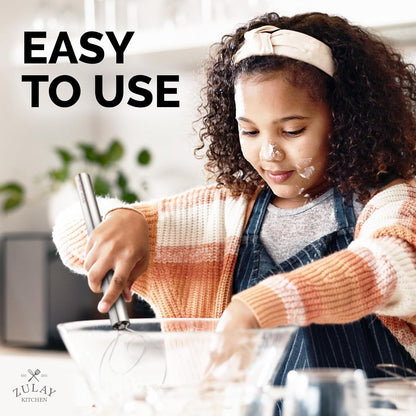 Zulay Kitchen 13-Inch Danish Dough Whisk - Stainless Steel Wooden Whisk with Dough Hook - Sourdough Whisk for Bread, Pizza, Pastry, Cake Batter & More - Wood