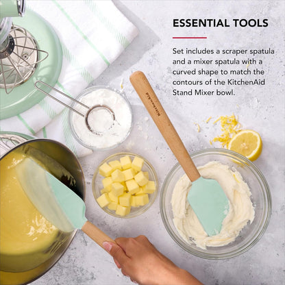 KitchenAid Bamboo Spatula Set, 2-Piece, Aqua Sky