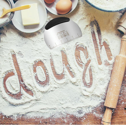 Professional Stainless Steel Dough Cutter and Scraper Combo - 2-in-1 Baking Tool for Bread, Pizza & Pastry | Multi-Use Bench Scraper with Kitchen Utensils Grip (Heavy Duty Dough Tool) (Silver/cream)