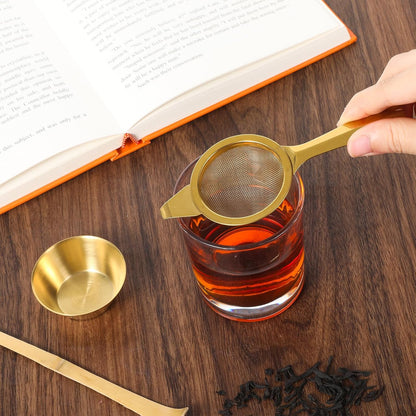 2.2" Mini Tea Sifter, 30 Fine Mesh Strainer Stainless Steel Small Sifters Loose Leaf Matcha Sifter with Handle and Base for Loose Tea Coffee Cocktail