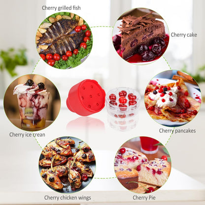 Cherry Pitter Tool, 2025 New Portable Cherry Core Pit Remover, 7 Holes Cherries Stoner Pitter Quick Release, Multifunctional Fruit Pit Remover for Household Kitchen Utensils (Red 1pcs)