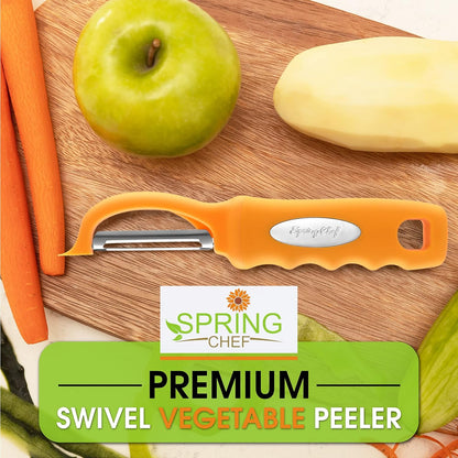 Spring Chef Premium Swivel Vegetable Peeler, Soft Grip Handle and Ultra Sharp Stainless Steel Blades - Perfect Kitchen Peeler For Veggie, Fruit, Potato, Carrot, Apple - Pink Lemonade