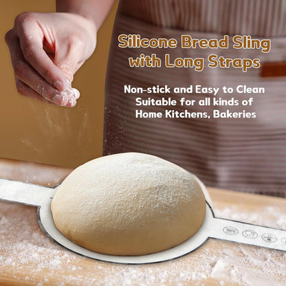 Bread Proofing Basket Kit, 9 In Round Sourdough Proofing Basket with Linen Liner, Silicone Bread Sling, Bread Lame, Danish Dough Whisk, Dough Scraper Kit, Silicone Brush & Bowl Scraper