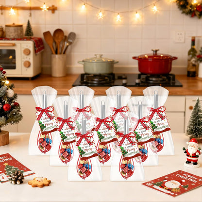 24 Sets Christmas Whisk Gift Sets Xmas Party Favors Includes 10 Inch Stainless Steel Egg Beaters Greeting Cards Ribbons Plastic Bags Ideal for Baking Cooking Stocking Stuffers Holiday (24, 10 Inch)