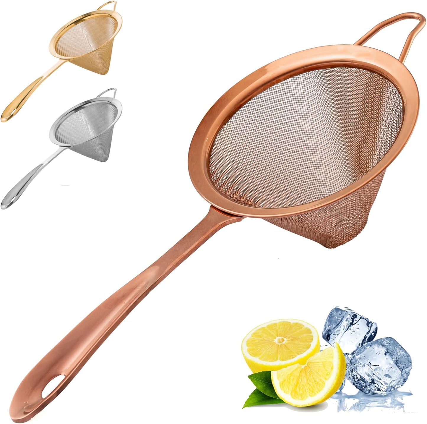 A Bar Above Stainless Steel Fine Mesh Cocktail Strainer, 304 Conical Sieve with Ergonomic Handle, Rustproof Bartender Tool for Double-Straining Tea, Coffee, Kombucha, and Culinary Prep