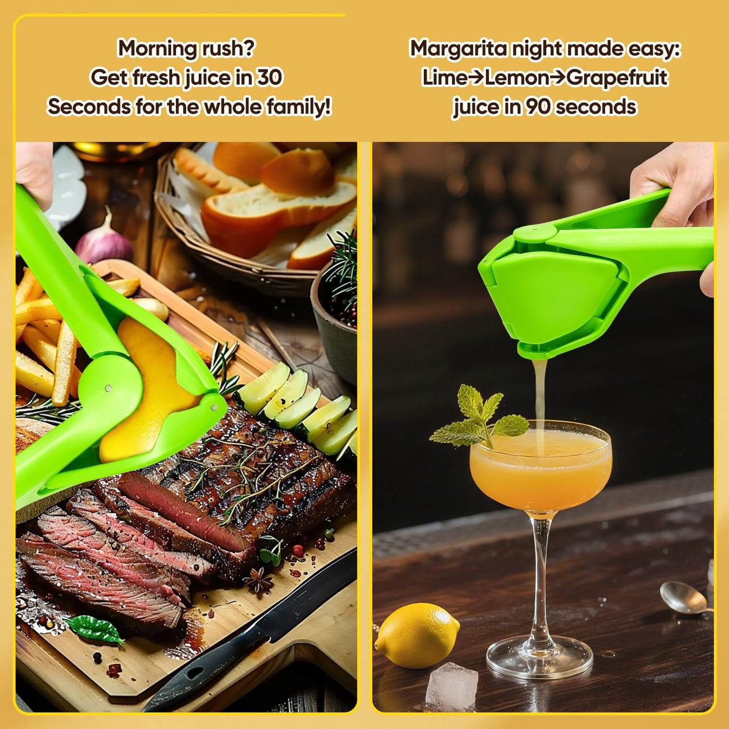 Manual Lemon Squeezer, Hand Lemon Squeezer, Durability and longevity, Easy to Use & Dishwasher Safe, Lemon Juicer, Citrus Juicer, Lemon Juicer Squeezer to Squeeze Lemons, Yellow, HomeyVenture