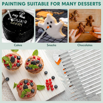 30PCS Food Safe Paint Brushes - Professional Cake Decorating Tools Kit for Cookies, Cupcakes & Fondant Cookie Decorating Supplies