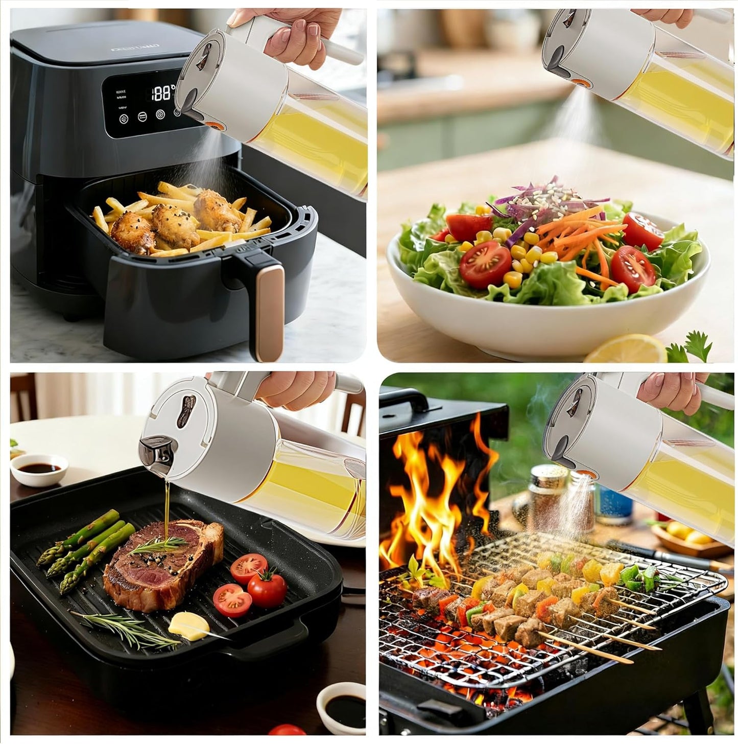 2026 New 19.6oz/580ml Olive Oil Sprayer for Cooking, Leak Glass Olive Oil Dispenser Bottle, 2 in 1 Oil Dispenser and Oil Sprayer, Switch Between Mist & Precision Pour for Air Fryer, BBQ, Salad,Baking