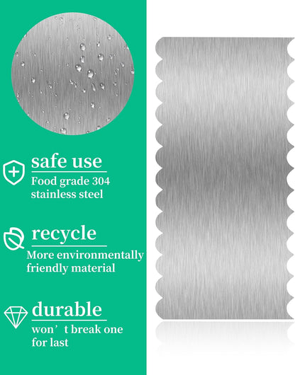 Cake Scraper Smoother Cake Decorating Supplies Kit 8.6 Inch Metal Bench Scraper for Baking Buttercream Smoother Stainless Steel Frosting Cake Comb Edge Side Jagged Comb for Cream Cake-1