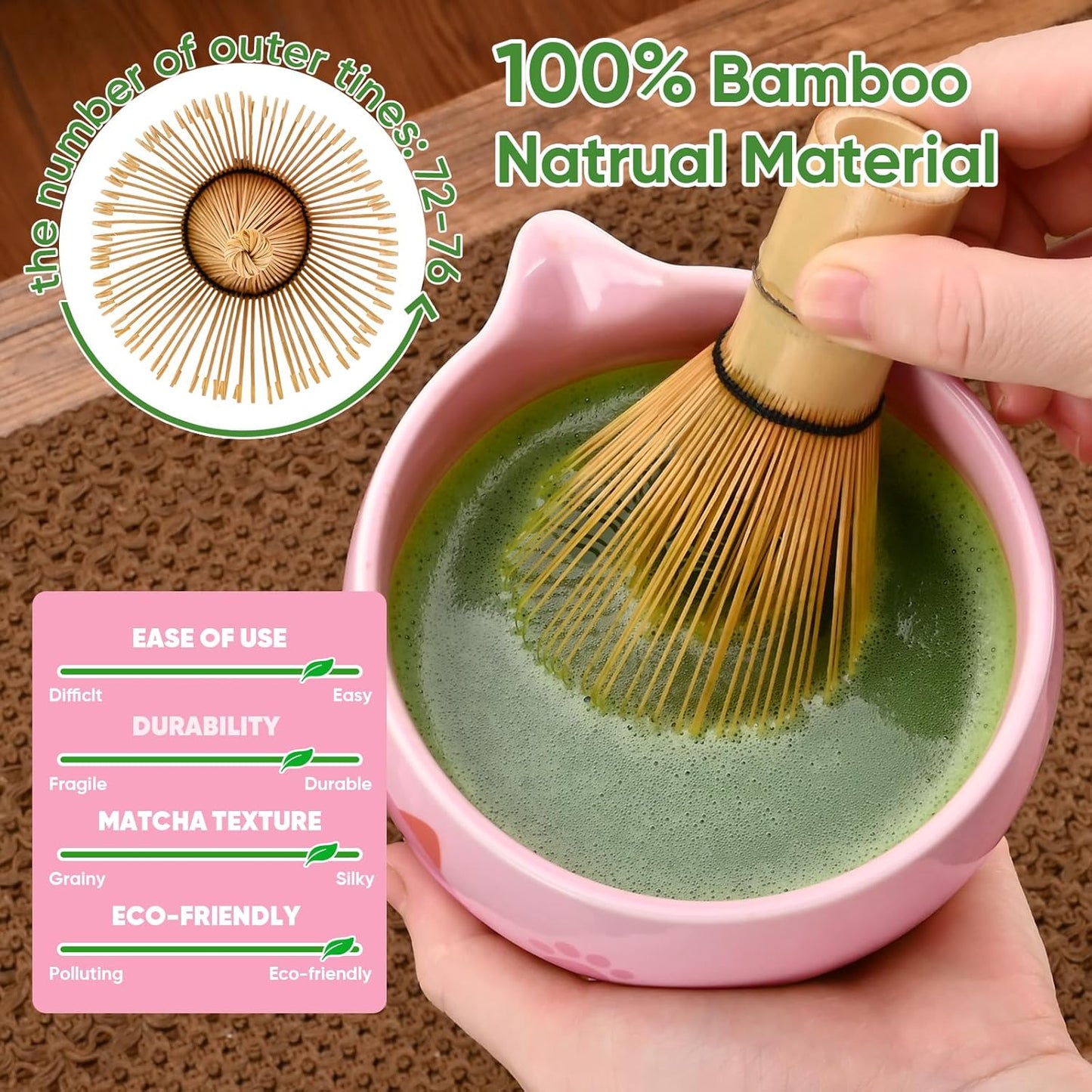 Matcha Whisk Set, 5Pcs Ceramic Matcha Set Includes Matcha Bowl, Matcha Whisk and Holder, Bamboo Scoop and Sifter, Ideal Matcha Bowl Set for Authentic Matcha Tea Experience