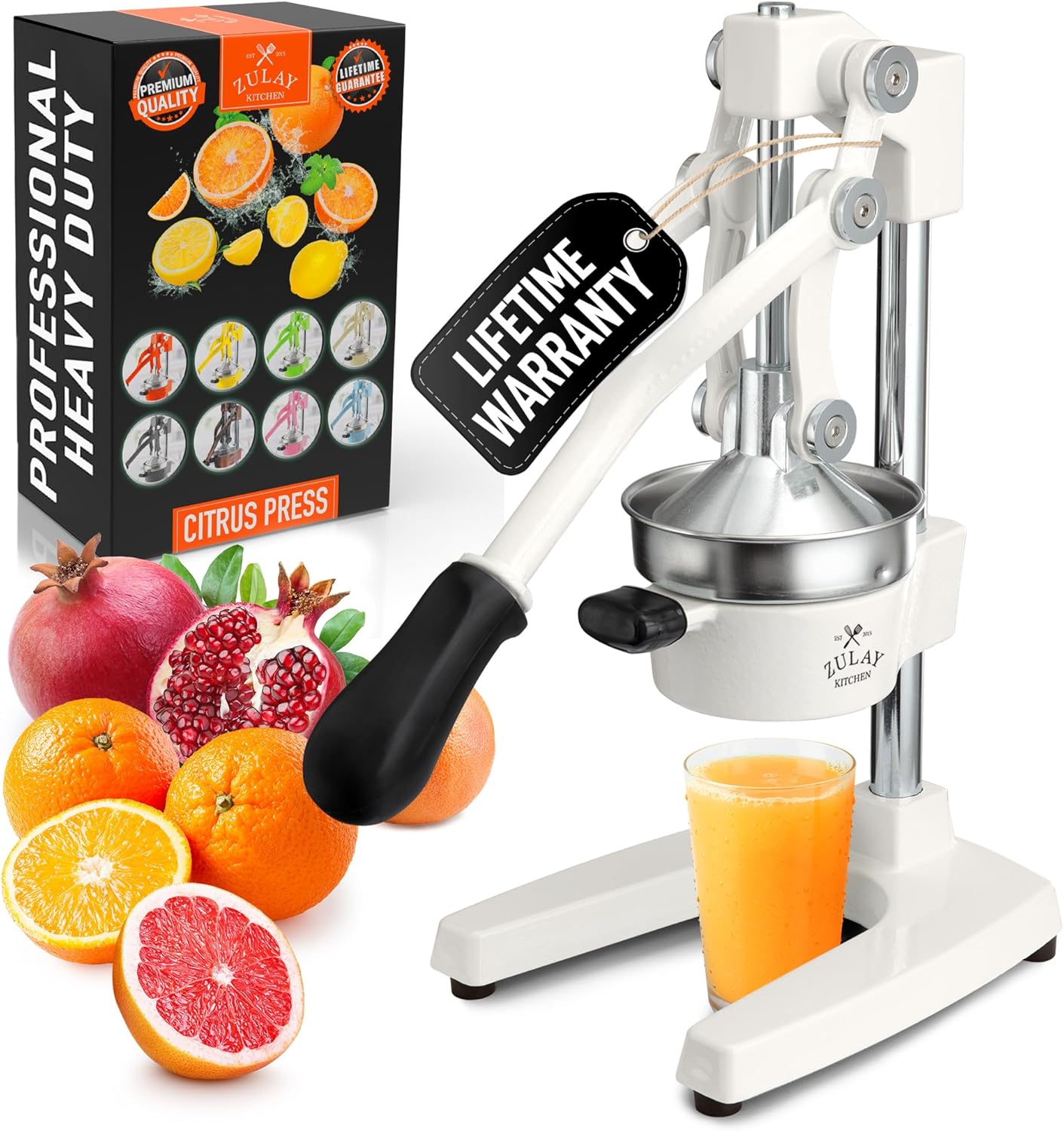 Zulay Kitchen Cast Iron Juicer - Heavy Duty Manual Juicer with Detachable Strainers for Easy Cleaning, Orange Juice Press for Citrus Fruits, Perfect for Bartenders, Juice Lovers & Health Enthusiasts