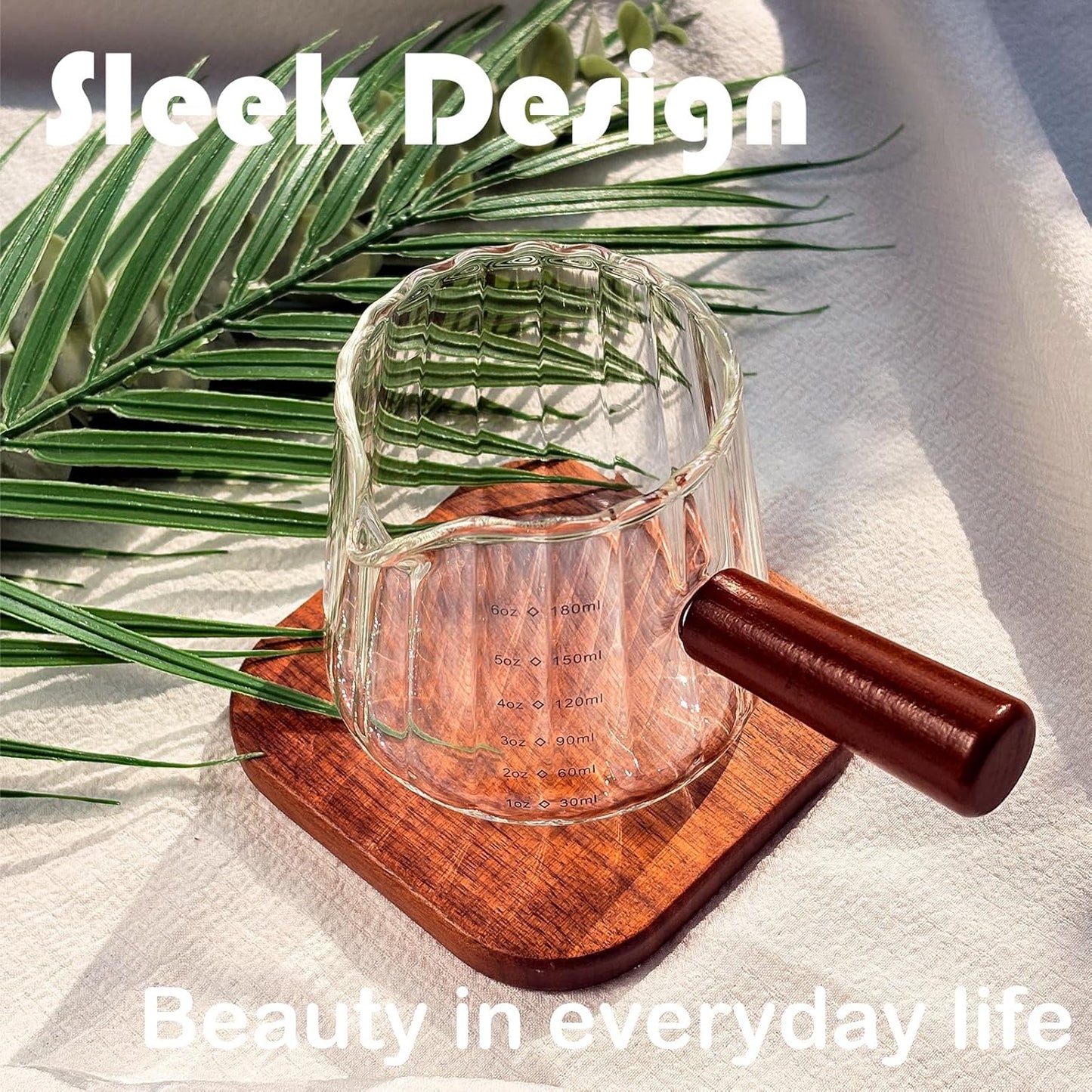 Espresso Measuring Cup with Handle, Espresso Pouring Cup, Espresso Shot Cup, 3oz Glass Measuring Cup For Coffee, Milk, Tea, Baking and Cooking (Clear 90ml)