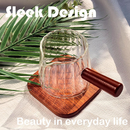 Espresso Measuring Cup with Handle, Espresso Pouring Cup, Espresso Shot Cup, 3oz Glass Measuring Cup For Coffee, Milk, Tea, Baking and Cooking (Clear 90ml)