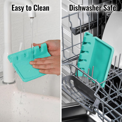 Zulay Kitchen Spoon Rest for Multiple Utensils High Heat-Resistant Silicone Drip Pad, BPA-Free Spoon Holder for Stove Top, Kitchen Gadget Holder for Ladles, Tongs, Cooking Spatula - Makes Great Gift