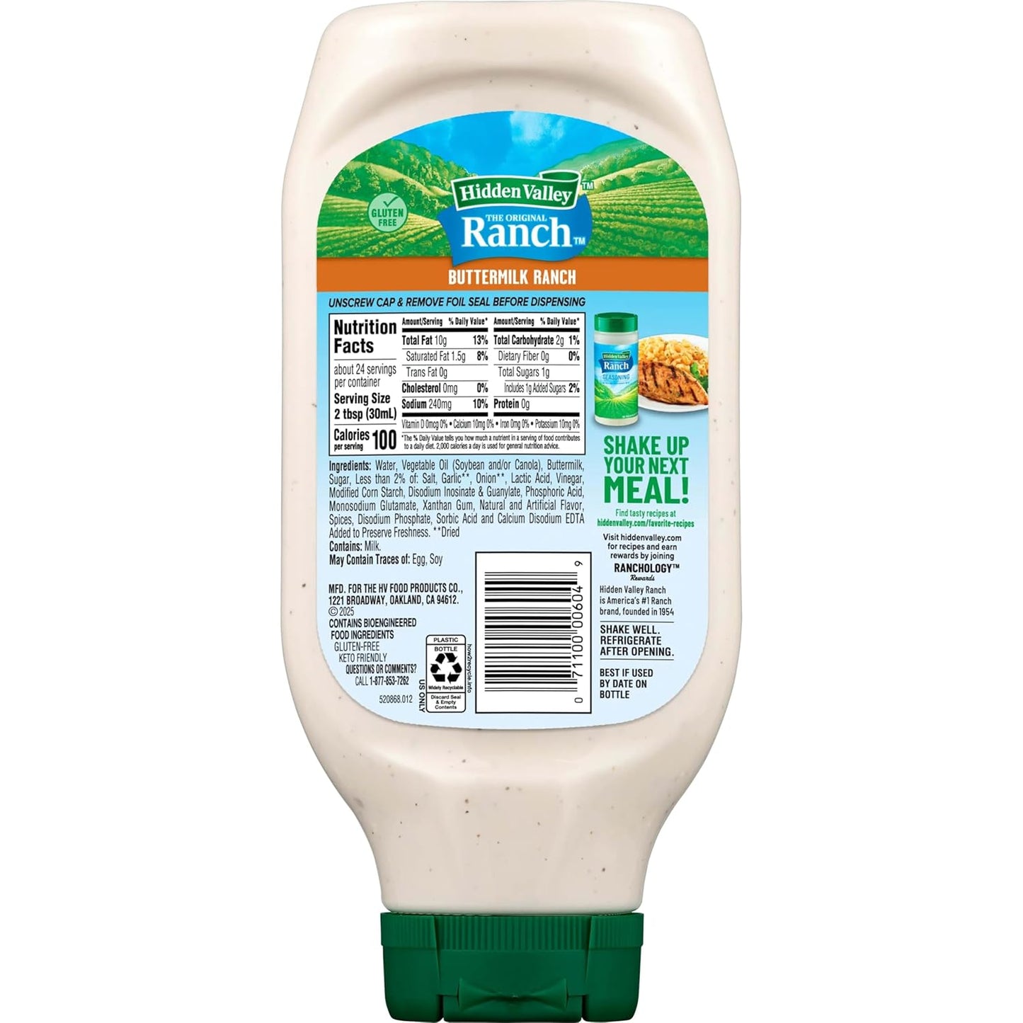 Hidden Valley Buttermilk Ranch Condiment and Dressing, Easy Squeeze Bottle, 24 Fl Oz (Package May Vary)