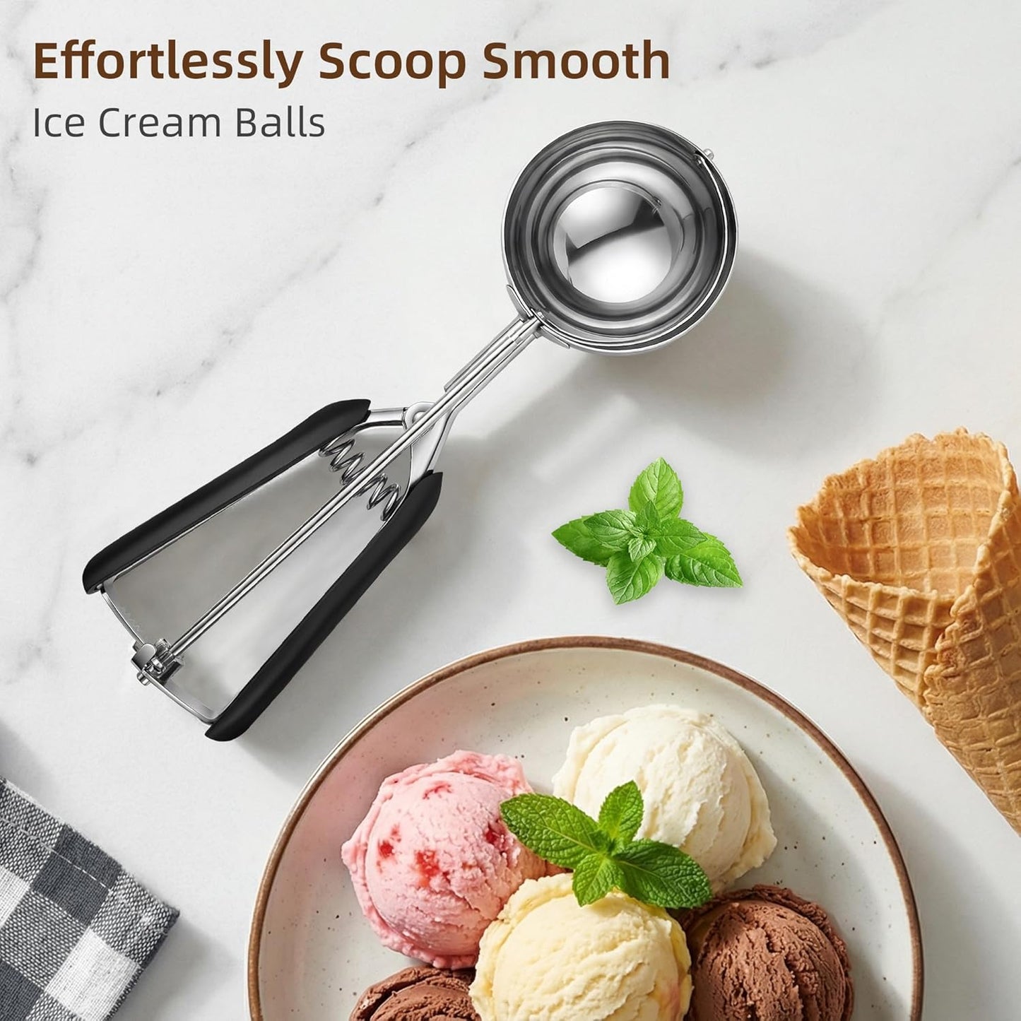 Cookie Scoop Set 1 Tablespoon, Size #60 Cookie Dough Scooper for Baking, 15 ml/0.5 oz Ice Cream Scoop, Acrylic Scoop, Comfortable Grip