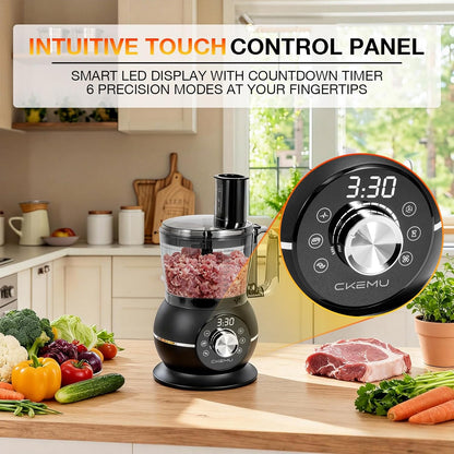 12 Cup Smart Food Processor, Electric Food Chopper Slicer with French-Fry Slicing Shredding Chopping Kneading Cutter, For Meat, Vegetable, Fries, Cheese, Meat & Veggie Prep, Puree
