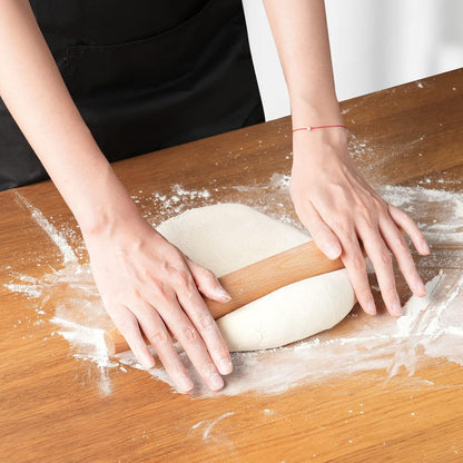 French Rolling Pin for Baking - AMPSEVEN Wooden Rolling Pin Dough Roller for Pizza Fondant Pasta Dumpling tortillas (20cm(7.9inch))
