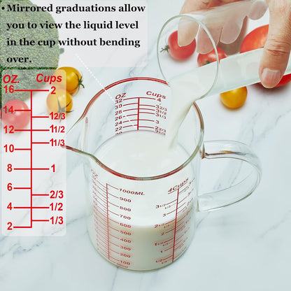 Ackers BORO3.3 Measure Glass -[Insulated handle | V-Shaped Spout]-Made of High Borosilicate Glass Measuring for Kitchen or Restaurant, Easy to Read, 120 ML (4 Oz)
