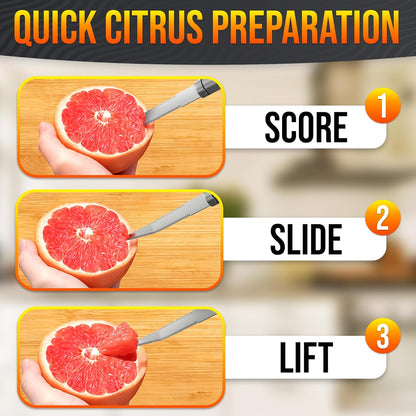 Grapefruit Knife Curved Serrated Double Blade – Stainless Steel Citrus Fruit Sectioning Knife & Peeler, Ergonomic Handle, Dishwasher Safe Kitchen Tool for Grapefruits, Oranges, Lemons & Citrus Prep