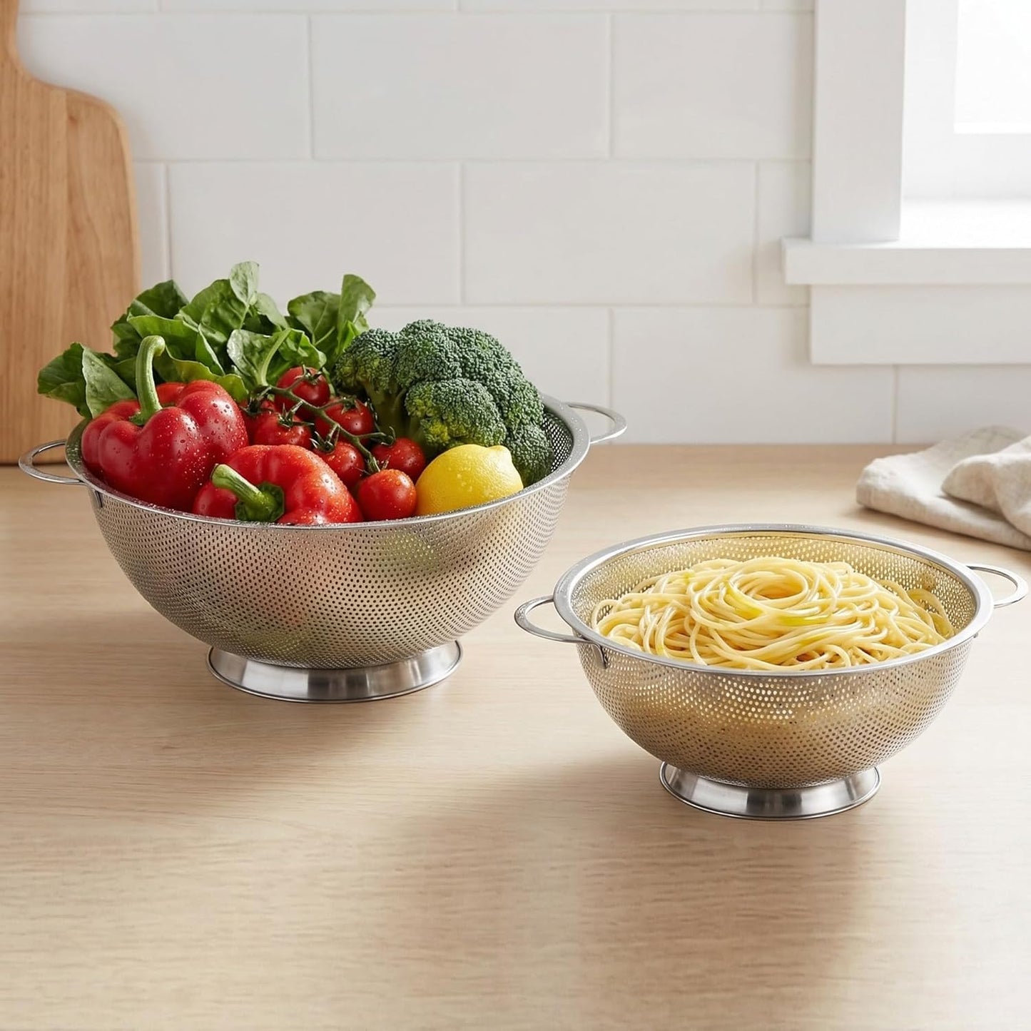 Kaishun Colander Stainless Steel 3-Quart, Strainer for Kitchen Food, Dishwasher Safe