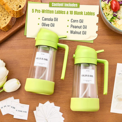 PARACITY Oil Dipenser Bottle with Silicone Bottom, 2 in 1 Olive Oil Sprayer and Dispenser, Oil Spray Bottle 470ML/ 16OZ for Cooking, Kitchen, BBQ, Air Fryer, Salad, Baking(1PC Black)