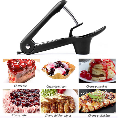 Cherry Pitter, Brighoot Stainless Steel Cherry Pitter Tool Cherries Corer with Lock Design for Making Cherry Jam, Remove Cherry Seed with Space/Safe/Quick (Red)