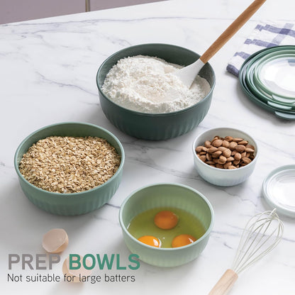 COOK WITH COLOR Prep Bowls with Lids- Wide and Deep Nesting Plastic Small Mixing Bowl Set with Lids, 8 Piece Set - Wide Bowls, Blue