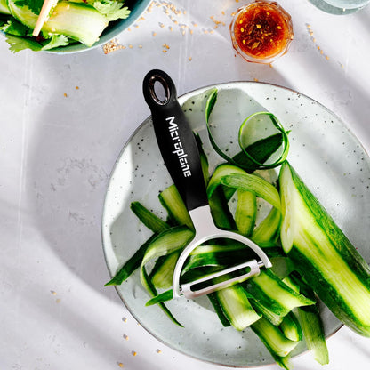 Professional Y Serrated Blade Stainless Steel Peeler - Ultra-Sharp Comfort Handle Dishwasher Safe Peeler