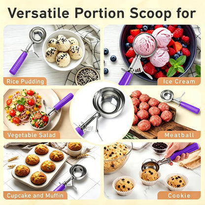 Fayomir 2 oz Scoop, Cookie Scoop for Baking, 2 oz Ice Cream Scoop with Trigger, #16 Disher, Portion Scoop, Blue Handle, Food Scoop for Ice Cream, Muffin, Cupcake Batter, Mashed Potato, Cookie Dough