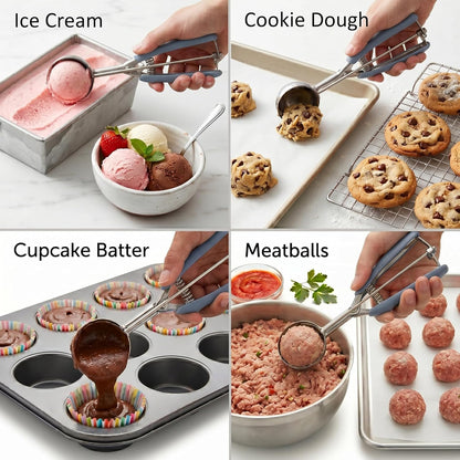 Ice Cream Scoop, 18/8 Stainless Steel Cookie Scoop, Cookie Scoops for Baking, 2 Tbsp/ 30 ml/ 1 oz Cookie Dough Scoop, Ice Cream Scooper with Trigger Release, Cookie Scooper for Baking