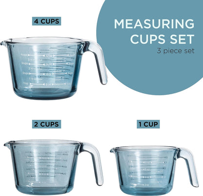 COOK WITH COLOR Glass Measuring Cups - Ideal for Cooking and Baking, Green