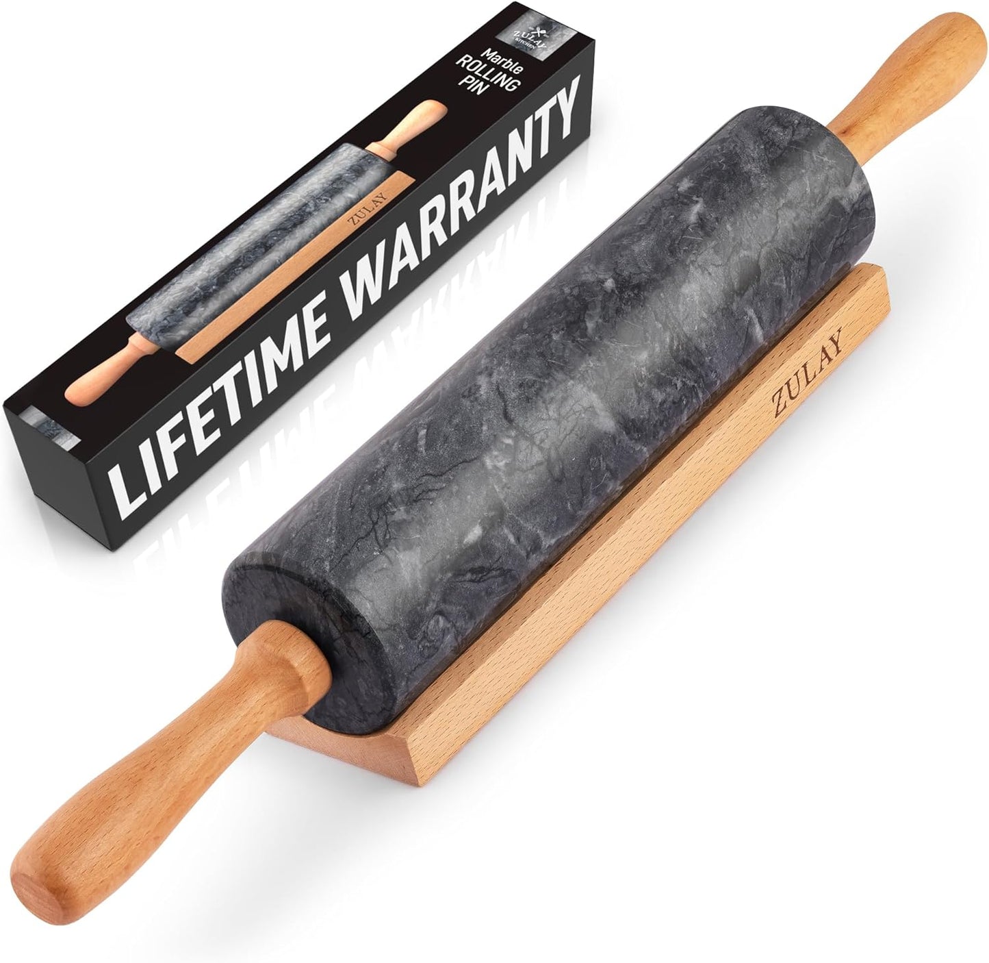 Zulay Kitchen 15.9 inch Professional Stainless Steel Rolling Pin - Lightweight Metal French Rolling Pin - Perfect for Baking, Fondant, Pizza Dough Roller, Dumpling