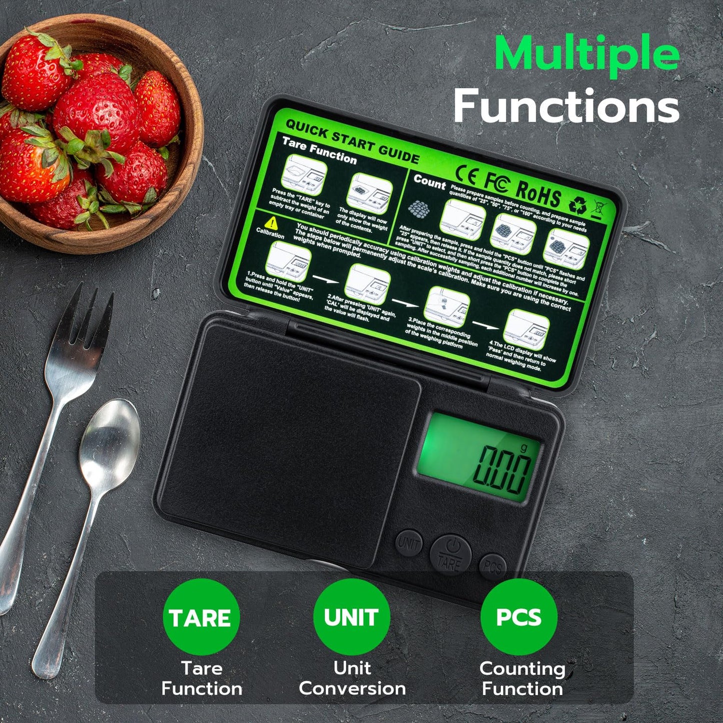 Mcbazel Digital Pocket Gram Scale 500g x 0.01g High Precision Mini Kitchen Scale with LCD Display for Food, Jewelry, Coin, Coffee, Grains, Powder Medicine