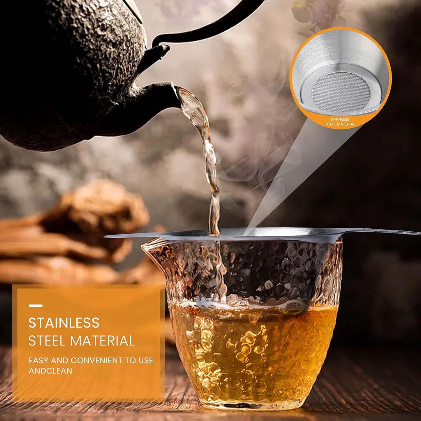 2 pack Fine Mesh Tea Strainers, Stainless Steel Small Mesh Tea Filter with Handle, 2 Different Size