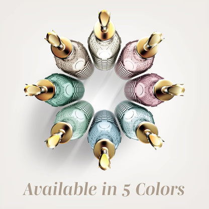 COOK WITH COLOR Glass Olive Oil Bottle Dispenser - 2 Pack- 17oz Oil and Vinegar Cruet - Olive Oil Carafe Decanter for Kitchen, Elegant Waves, Clear