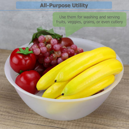 EIKS 4 Pack Plastic Water Basins for Washing & Storage Vegetable Fruit Dishes Tableware, Work in Home Kitchen Bath Sink, Each Size Dia. 12.0" x H4.4 (4 Quart)