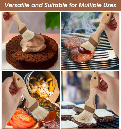 3Pcs Basting Brush for Cooking, Pastry Brush for Baking, Kitchen Baking Grilling Tools for Marinade Butter (Large, Medium, and Small Size)