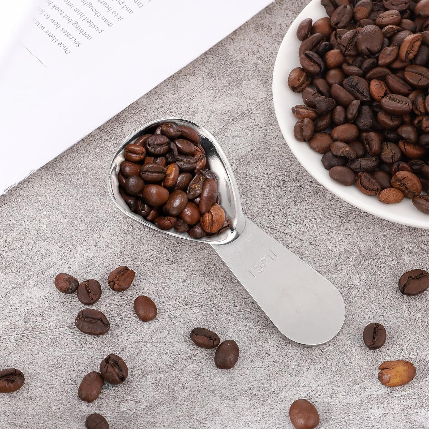 2 Pcs 1 Tablespoon Scoop Coffee Scoop 15ml Stainless Steel Metal Measuring Spoon Tablespoon Sugar Scoops Heavy Duty Short Handle Measuring Spoons for Canisters Coffee Beans Tea Sugar Flavourings