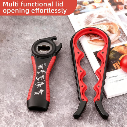 Jar Opener for Seniors with Arthritis,Jar Opener for Weak Hands,5-in-1 Bottle Opener,4-in-1 Can Opener (A-Blue)
