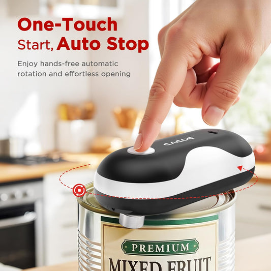 CACOE Automatic Smart Electric Can Opener with Auto Stop & USB-C Charging - Cordless Can Opener for Elderly and Arthritic Users for Seniors & Arthritis, Effortless One-Touch Open (black)