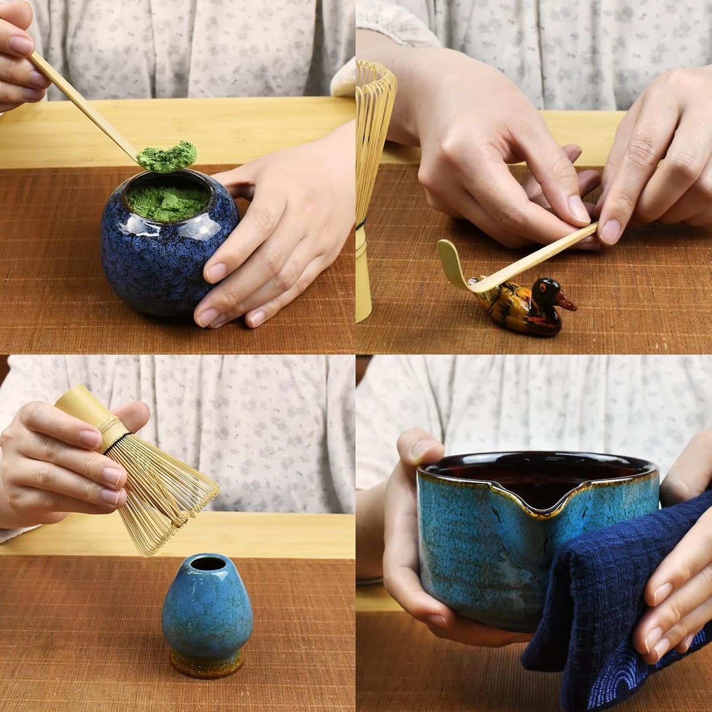 Artcome 7 Pcs Complete Matcha Ceremony Kit for Tea Ceremony, Bowl with Pouring Spout, Whisk, Tea Scoop, Matcha Powder Strainer, Matchatools For Making Usucha, Koicha and Matcha Latte (Black)