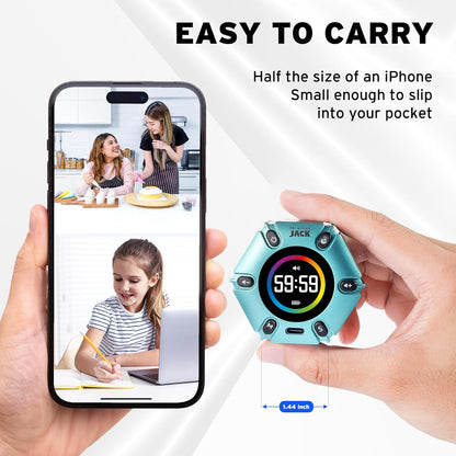 Pomodoro Timer, Magnetic Visual Timer with Flip Countdown, Silent & Alarm, Tools for Anyone, Cube Digital Timer for for Work, Kitchen Cooking, Study, 3/5/10/25/30/60min & Custom Countdown - Turquoise