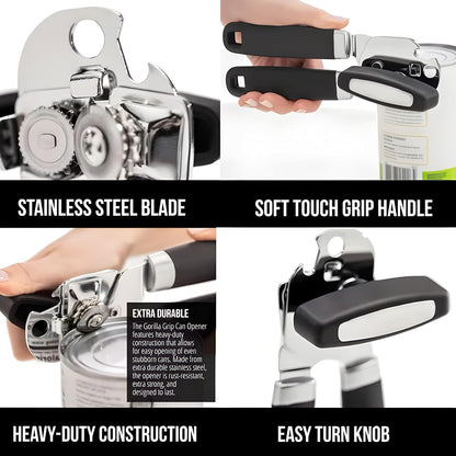 Heavy-Duty Can Opener – Stainless Steel Smooth-Glide Manual Can Opener for Cans & Bottles | Sharp Cutting Wheel, Ergonomic Non-Slip Handles, Rust-Proof Kitchen Tool.